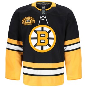 Män Ishockey Boston Bruins tröja med eget tryck Fanatics Premium 100th Anniversary 2024-25 Svart Tredje